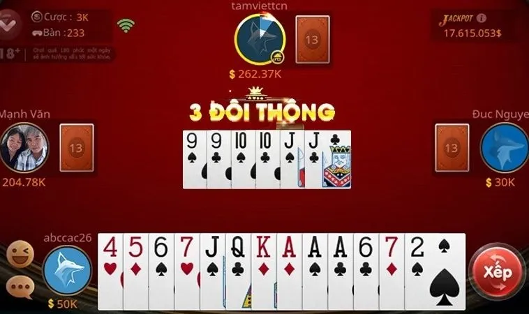 Giao diện chơi đánh bài Tiến Lên Miền Nam Nhà Cái MMLive